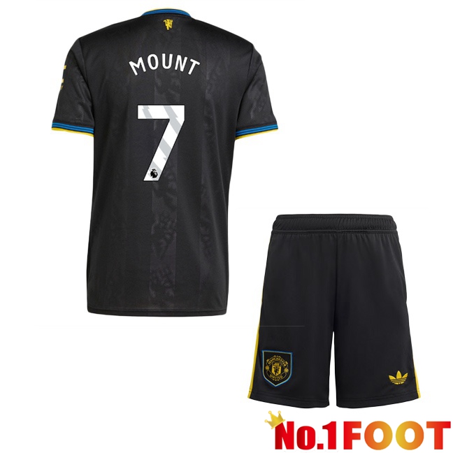 Manchester United (MOUNT 7) Kids Third Soccer Jersey Black 2025/2026