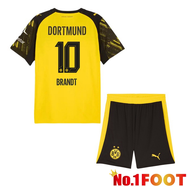 Dortmund BVB (Brandt 10) Kids Home Soccer Jersey Yellow 2025/2026