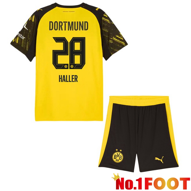 Dortmund BVB (Haller 28) Kids Home Soccer Jersey Yellow 2025/2026