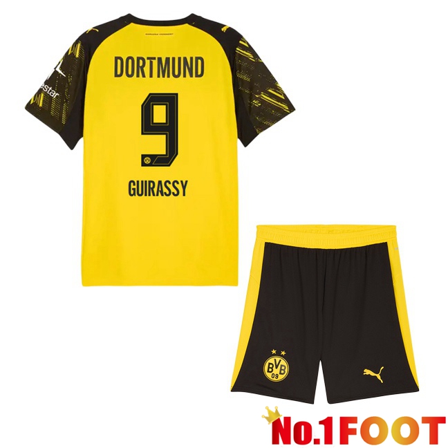 Dortmund BVB (Guirassy 9) Kids Home Soccer Jersey Yellow 2025/2026
