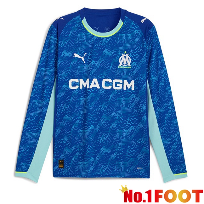 Marseille OM Third Soccer Jersey Long sleeve Blue 2025/2026