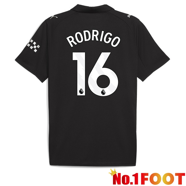 Manchester City (Rodrigo 16) Away Soccer Jersey Black 2025/2026