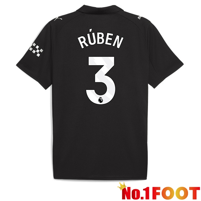 Manchester City (Ruben Dias 3) Away Soccer Jersey Black 2025/2026