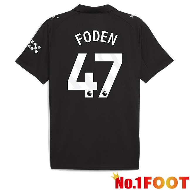 Manchester City (Phil Foden 47) Away Soccer Jersey Black 2025/2026