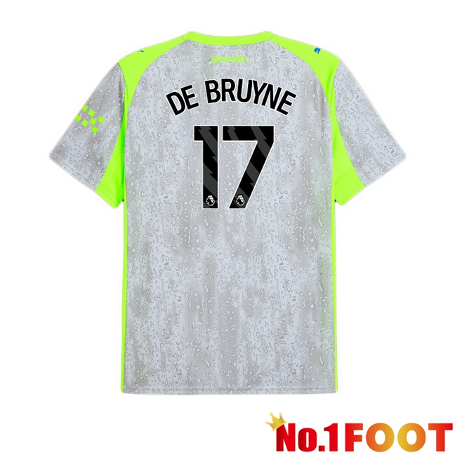 Manchester City (Kevin De Bruyne 17) Third Soccer Jersey Grey Green 2025/2026