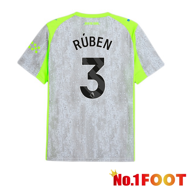 Manchester City (Ruben Dias 3) Third Soccer Jersey Grey Green 2025/2026