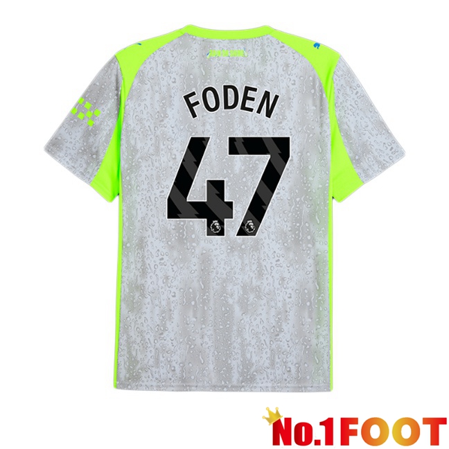 Manchester City (Phil Foden 47) Third Soccer Jersey Grey Green 2025/2026