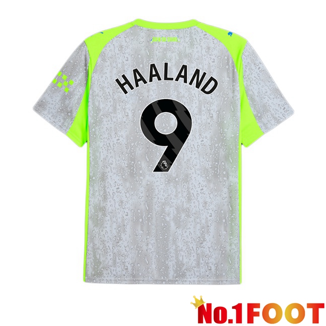 Manchester City (Erling Haaland 9) Third Soccer Jersey Grey Green 2025/2026