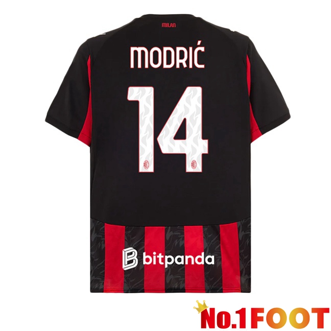 AC Milan (Modrić 14) Home Soccer Jersey Red Black 2025/2026