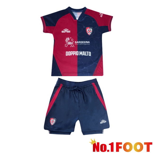 Cagliari Calcio Kids Home Soccer Jersey Blue Red 2025/2026
