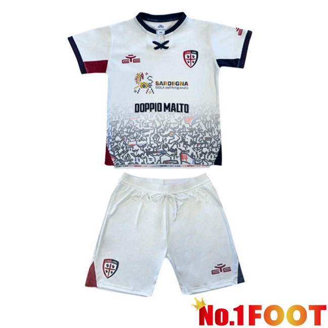 Cagliari Calcio Kids Away Soccer Jersey White 2025/2026