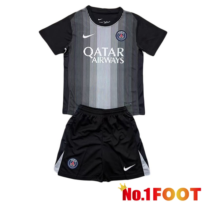 Paris PSG Kids Goalkeeper Soccer Jersey Black 2025/2026