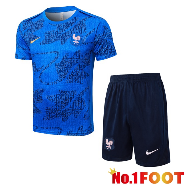 France kit Training T Shirt + Shorts Blue 2025/2026