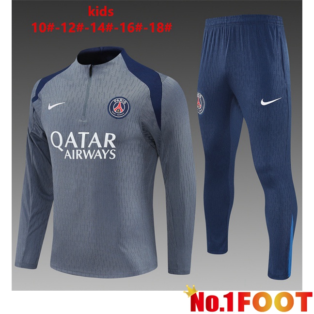 Paris PSG Kids kit Training Tracksuit Grey 2025/2026