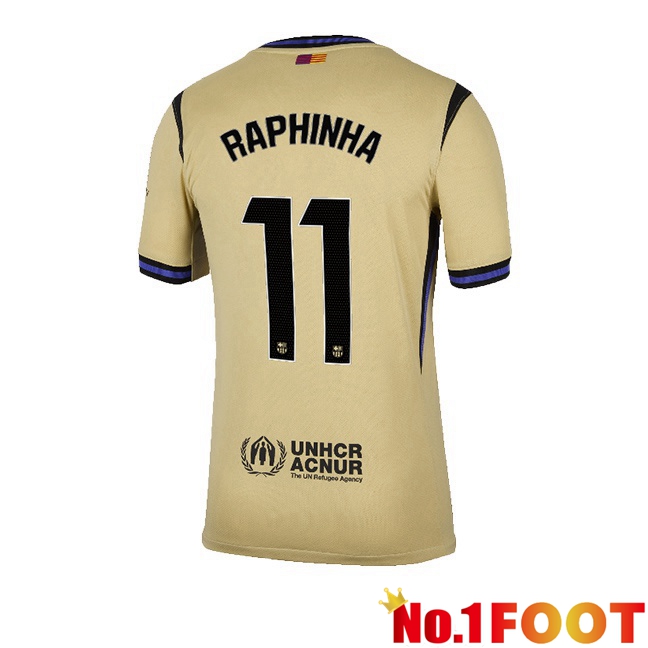 FC Barcelona (RAPHINHA 11) Away Soccer Jersey Yellow 2025/2026