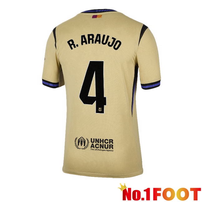 FC Barcelona (R. ARAUJO 4) Away Soccer Jersey Yellow 2025/2026
