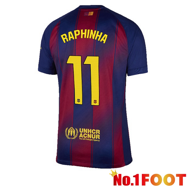 FC Barcelona (RAPHINHA 11) Home Soccer Jersey Blue Red 2025/2026