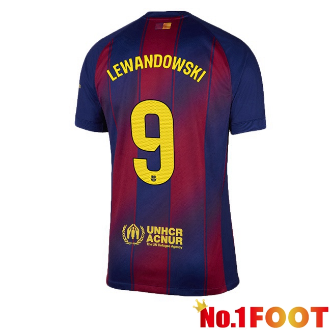 FC Barcelona (LEWANDOWSKI 9) Home Soccer Jersey Blue Red 2025/2026
