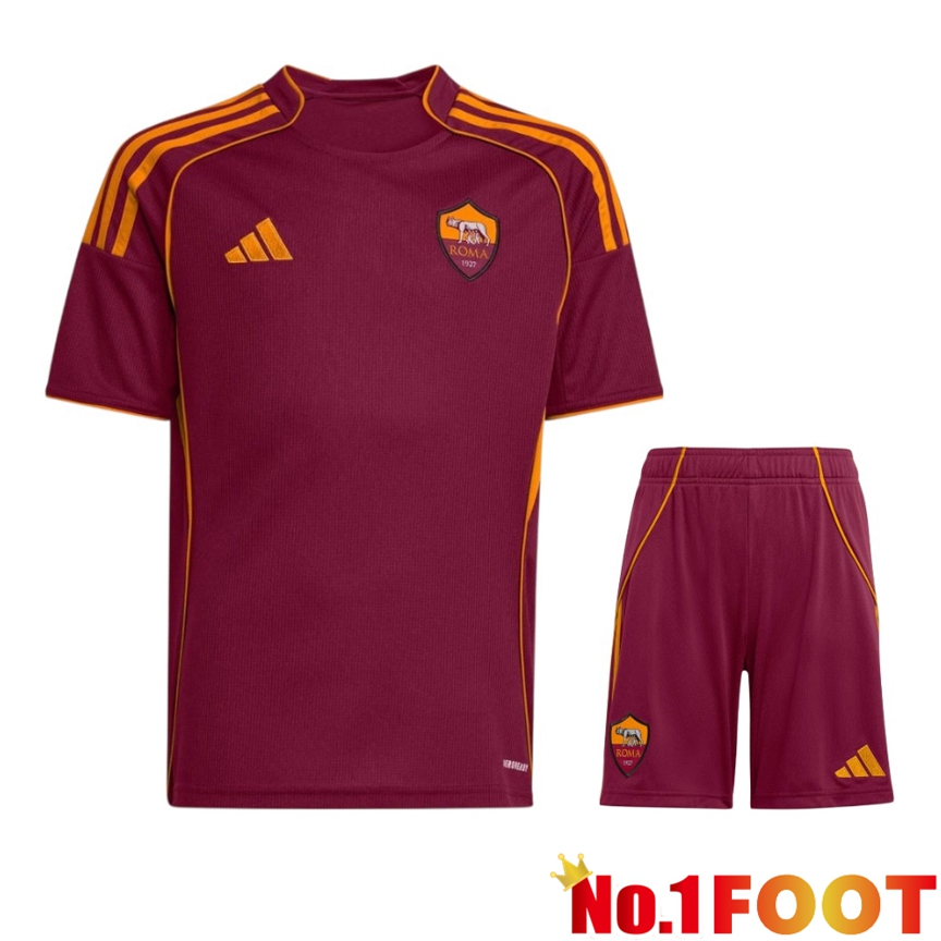 AS Rome Home kit Soccer Jersey + Shorts 2025/2026