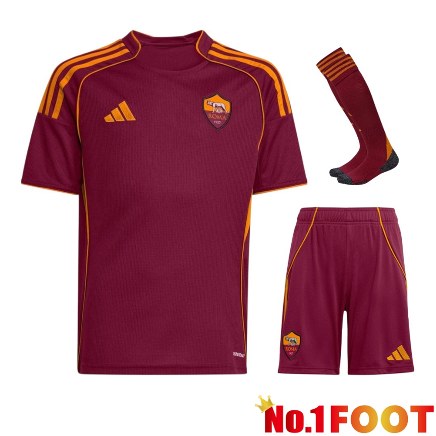 AS Rome Home kit Soccer Jersey (Shorts + Socks) 2025/2026