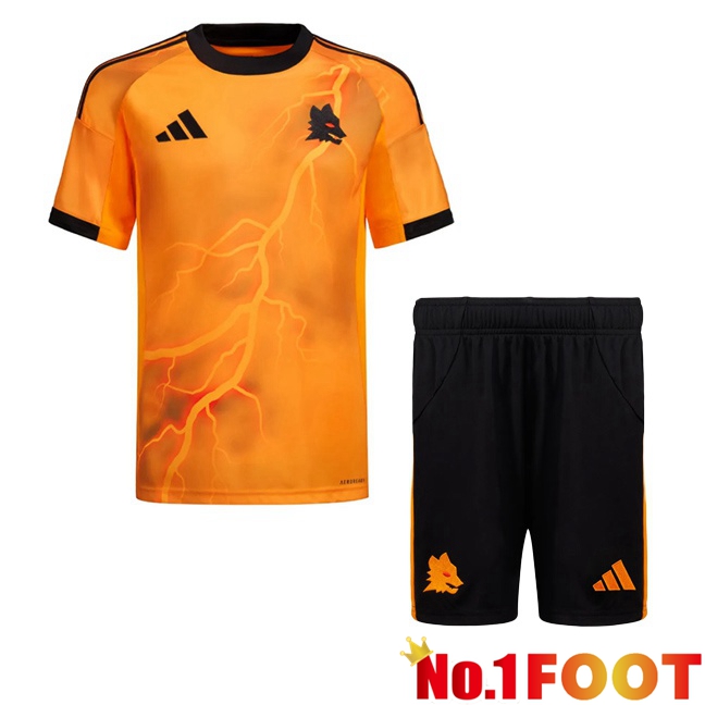 AS Rome Kids Away Soccer Jersey Yellow 2025/2026