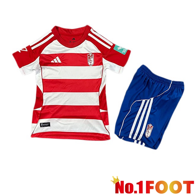 Granada CF Kids Home Soccer Jersey Red White 2025/2026