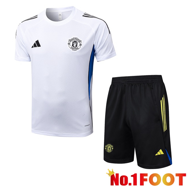 Manchester United kit Training T Shirt + Shorts White 2025/2026