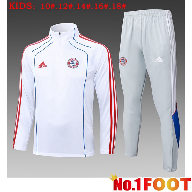 Bayern Munich Kids kit Training Tracksuit White 2025/2026