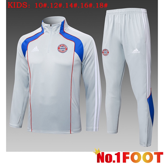Bayern Munich Kids kit Training Tracksuit Grey 2025/2026
