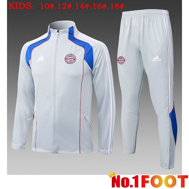 Bayern Munich Kids kit Training Tracksuit - Training Jacket Grey 2025/2026