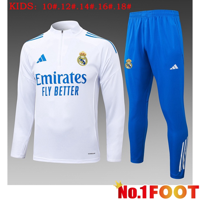 Real Madrid Kids kit Training Tracksuit White 2025/2026