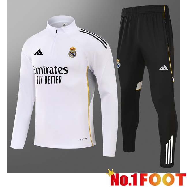 Real Madrid Kids kit Training Tracksuit White 2025/2026