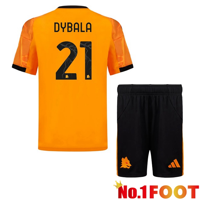 AS Rome (DYBALA 21) Kids Away Soccer Jersey Yellow 2025/2026