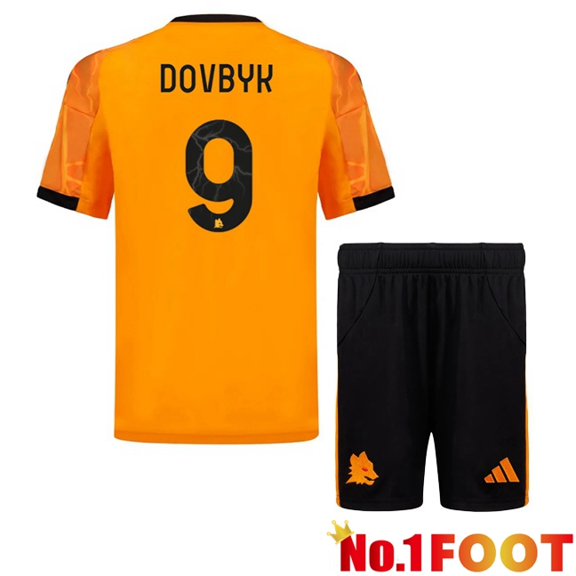 AS Rome (DOVBYK 9) Kids Away Soccer Jersey Yellow 2025/2026