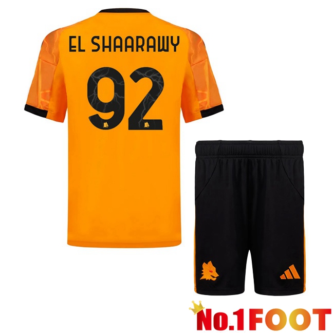 AS Rome (EL SHAARAWY 92) Kids Away Soccer Jersey Yellow 2025/2026