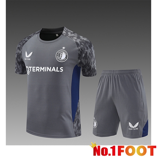 Feyenoord Kids kit Training T Shirt Grey/Blue 2025/2026