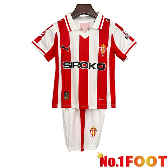 Sporting Gijon Kids Home Soccer Jersey 2025/2026