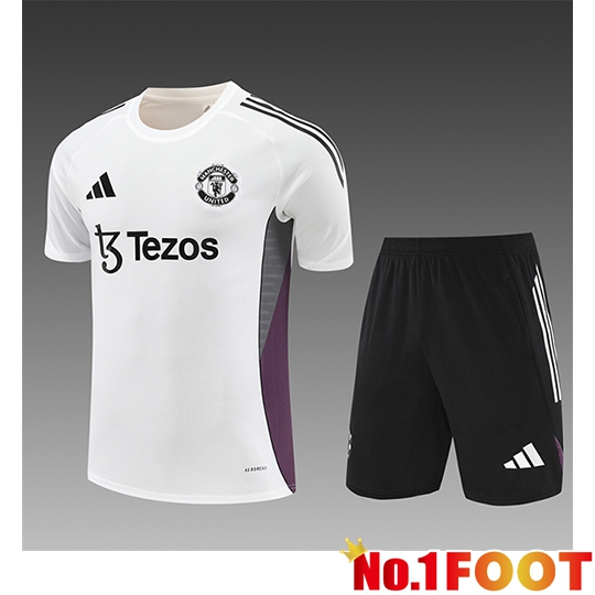 Manchester United Kids kit Training T Shirt White/Grey/Purple 2025/2026