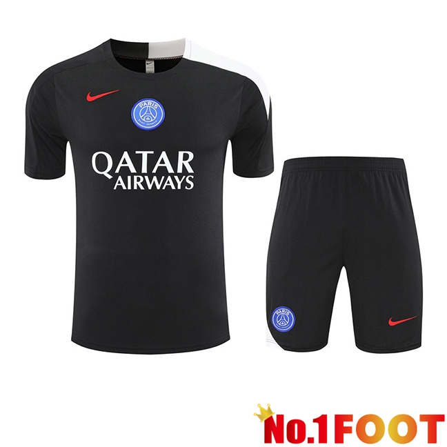 Paris PSG kit Training T Shirt + Shorts Black 2025/2026