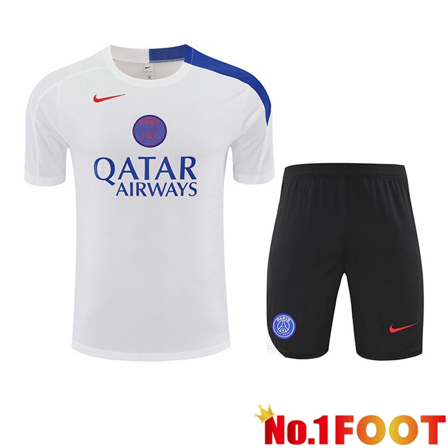 Paris PSG kit Training T Shirt + Shorts White 2025/2026