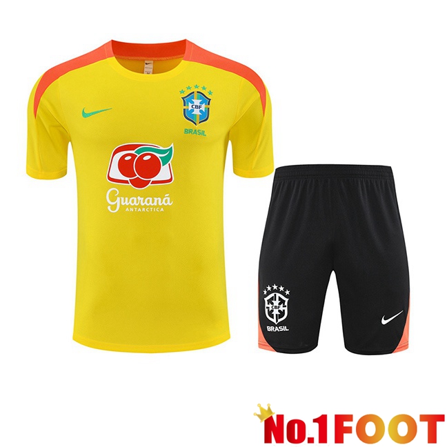 Brazil kit Training T Shirt + Shorts Yellow 2025/2026