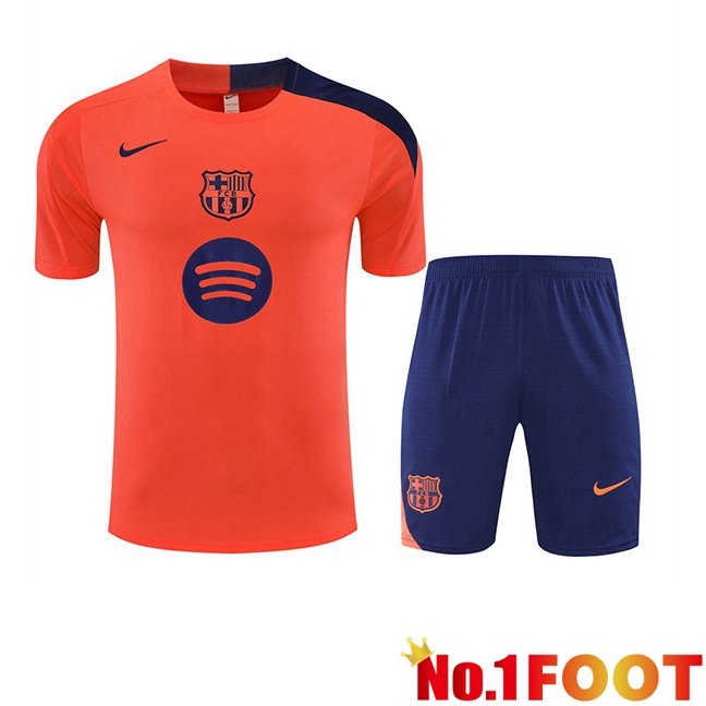 FC Barcelona kit Training T Shirt + Shorts Orange 2025/2026