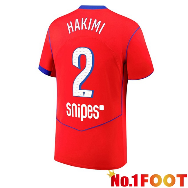 Paris PSG (Hakimi 2) Third Soccer Jersey Red 2025/2026