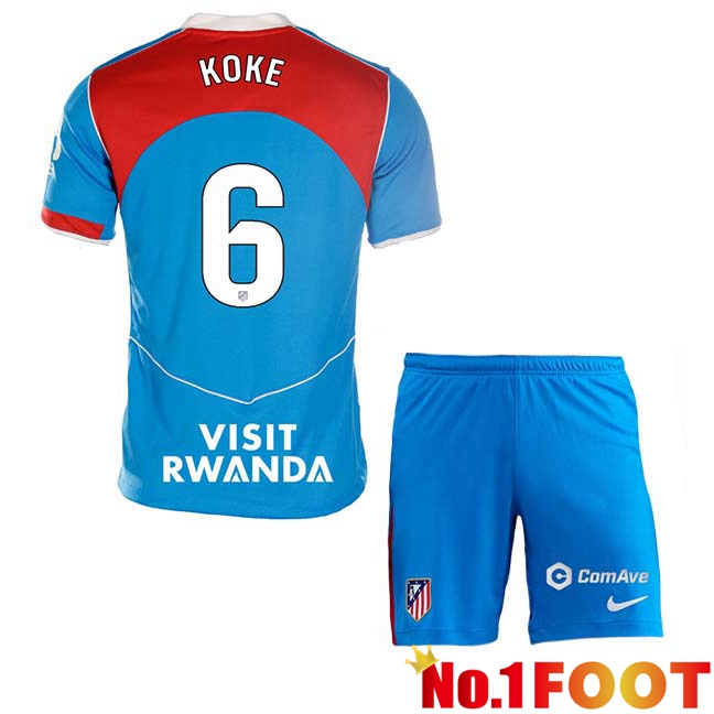 Atletico Madrid (KOKE 6) Kids Third Soccer Jersey Blue 2025/2026