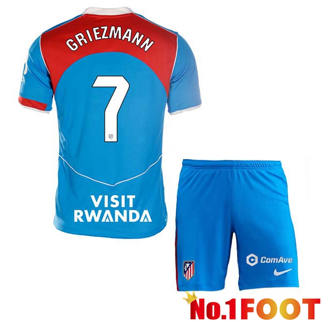 Atletico Madrid (GRIEZMANN 7) Kids Third Soccer Jersey Blue 2025/2026