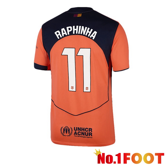 FC Barcelona (RAPHINHA 11) Third Soccer Jersey Red 2025/2026