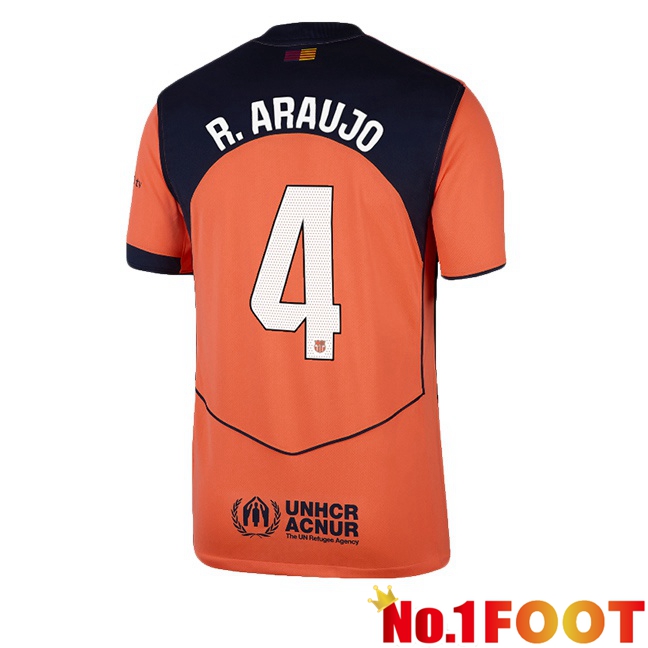 FC Barcelona (R. ARAUJO 4) Third Soccer Jersey Red 2025/2026