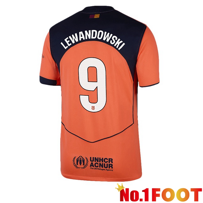 FC Barcelona (LEWANDOWSKI 9) Third Soccer Jersey Red 2025/2026