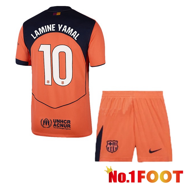 FC Barcelona (LAMINE YAMAL 10) Kids Third Soccer Jersey Red 2025/2026