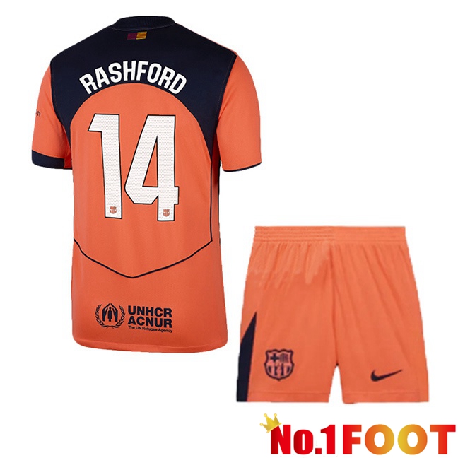 FC Barcelona (RASHFORD 14) Kids Third Soccer Jersey Red 2025/2026